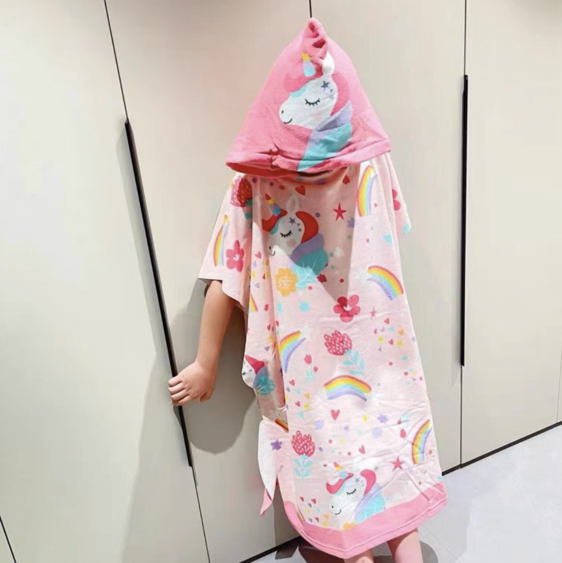 Pink Unicorn Splash Hoodie Towel