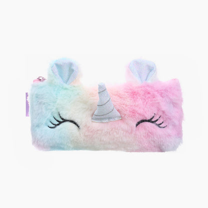 Plush Unicorn Pen Pouch – Rainbow